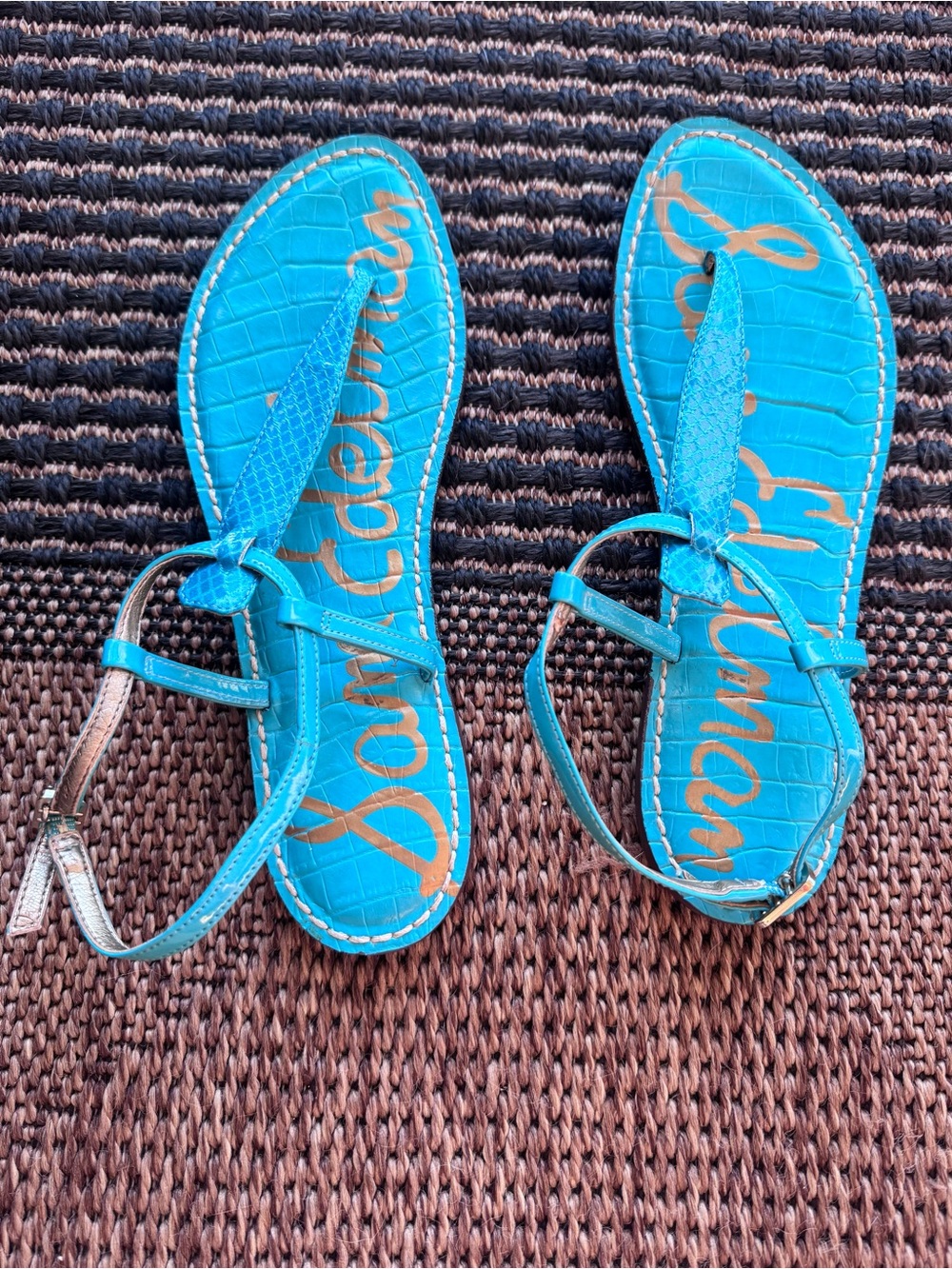 Sam Edelman Turquoise Gigi T-Strap Sandals